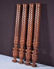 21  Tall Set Of Four French Antique Solid Walnut Wood Posts pillars