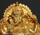 6  Old Tibet Buddhism Bronze Gilt Ganesh Lord Ganesha Elephant God Buddha Statue