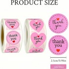1000pcs Pink 1inch Thank You Stickers 1 Roll Heart Shape 1 Roll Round Self 