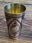 Pair Of Vintage Russian Soviet 875 Silver Niello Vodka Shot Glasses W  Gold Wash