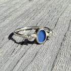 Blue Genuine Caribbean Sea Glass Sterling Silver Ring With Cz Gems Size 9 5
