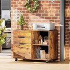 3 Drawers File Cabinets Wood Organizers Printer Stand Home Office Mobile Storage