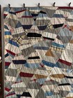 Antique 1900s String Crazy Quilt Hand Stitched Calico Chambray Vintage Patchwork