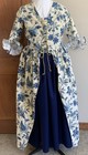 Xl Outlander  Colonial rev War  Blue Botanical Cotton Canvas Overdress gown Nwot