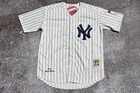 New  Yogi Berra New York Yankees Vintage Cream Pinstripe Baseball Jersey Large