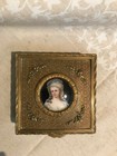 Exquisite Antique French Bronze Ormolu Jewelry Box W  Image On Porcelain-487