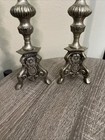 Vintage Ornate Silver Tone Candlestick Holders Pair 12    Gothic Regency
