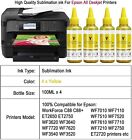 4x100ml Sublimation Ink Refill For Epson Wf7710 Wf7720 Et2720 Et2760 Wf3720 Et27