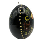 Vintage Russian Folk Art Egg Hand Painted Lacquer Black Wooden