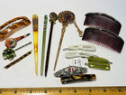 16 Vintage Hair Accessories- Barrettes Hair Sticks  Clips Rhinestone Combs
