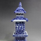 Chinese Blue And White Porcelain Qing Dynasty Pagoda Shaped Tea Jar Vase 19 5cm