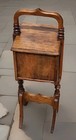 Antique Victorian Walnut Wooden Humidor  Smoking Stand Cabinet 29  Tall 