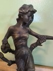 Rare Auguste Moreau Bronze Statue Of Woman Flowers  Signed
