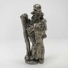 Vintage Pewter Wandering Wizard 2 1 4  Figurine Old Man Traveler Backpack Staff