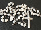 Vintage Catholic Rosary White Genuine Mother Of Pearl Beads   Crucifix Religious