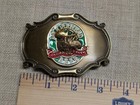 Vintage Moosehead Belt Buckle Beer Enamel Brass Western Cowboy Raintree Canadian