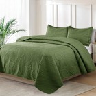 3 Piece Embossed Quilted Bedspread Reversible Queen King Size Coverlet Bed Throw