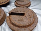Antique Cast Iron Hanging Balance Platform Scale Weights   Hanger
