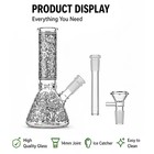 7 8  Skull Fluorescent Glass Bong Glass Water Pipe Smoking Tobacco Beaker 14mm
