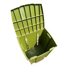 Vintage 1970   s Avocado Green  Plastic Hamper W  Attached Lid And Flower On Front