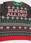 Ugly Christmas Sweater Sleigh All Day Snowflakes Christmas Trees Holiday Large