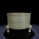 5 8   China Antique Song Dynasty Ru Kiln Purple Mouth Three Legged Mirror Box