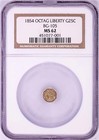 1854 25c Octagonal Liberty Gold Bg-105 Ngc Ms 62