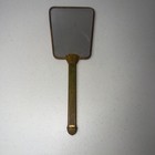 Rare Vintage 1950s Gold Tone Brass Hand Held Vanity Mirror Art Deco Victorian
