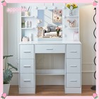 New Vanity Set With 10 Led Lighted Mirror Makeup Dressing Table Dresser Desk Usa