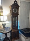 Rare Gazo Family Triple Chime Angelino Oak Grandfather Handcarved Clock