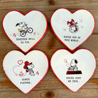 Rae Dunn Peanuts Snoopy Valentines Day Set Of 4 Heart Coasters New Release Nwt