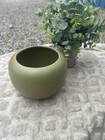 Floraline Usa Mpn 404 Ceramic Planter Matte Green Round Mid-century Modern