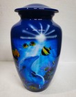 Blue Dolphins Urn For Human Ashes Adult Cremation Urns With Velvet Bag 10 Inches