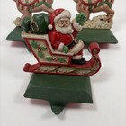 Midwest Of Cannon Falls Santa   2 Reindeer Cast Iron Stocking Hangers -vintage