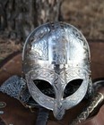 Medieval Viking Helmet Armor Vendel Steel Etched Helmet With Chainmail Viking