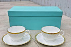Tiffany   Co  Gold Band Tea Cup   Saucer Set 2 Pieces Pair Made In Japan