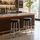 Torin Swivel Bar Stool  Padded Garage shop Seat With Chrome Plated Legs Black