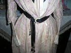 Antique 1890   s Victorian 2 Piece Bustle Gown Spun Silk Pink Stripes   Lace As Is