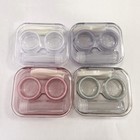 4 Pack Flip Top Clear Contact Lens Case Travel Kit  Cute Contact Case Holder Wit