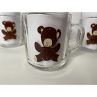Vintage Luminarc Brown Bear Glass Coffee Mug Set Of 4 Clear Animal Design Cups