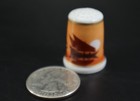 Sl Limoges France Thimble Porcelain Sailboats Sewing  Vintage Collectible