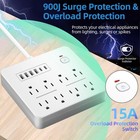 6 Ft Flat Plug Surge Protector Power Strip 8 Multiple Ac Outlets With 6 Usb P   