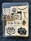 Stampin Up Wm Rubber Stamp Set Of 12 Flowers Leaves Butterfly Roses 2000 New Vtg