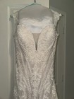 White Lace Beaded Wedding Dress Size 10 Mermaid Style With Off Shoulder Pieces