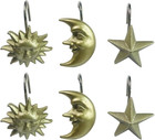 Gold Sun Moon Star Shower Curtain Hooks Set Of 12 Vintage Style   