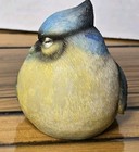 Vintage  see No Evil  Chubby Blue Jay Figurine - 3 5  Hand Painted Resin Bird