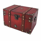 Wooden Treasure Chest Box Decorative Exquisite Vintage Storage Box Container Wit