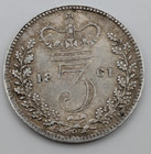 1861 Great Britain Threepence Victoria Young Head Silver Au Unc Toned Raw