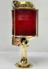 Antique Brass Nautical Ship Lamp Red Glass Maritime Salvage Electric Lighting
