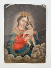 Antique Mexican Retablo Painting Vintage Virgin Mary Folk Art 10  X 7  Tin 